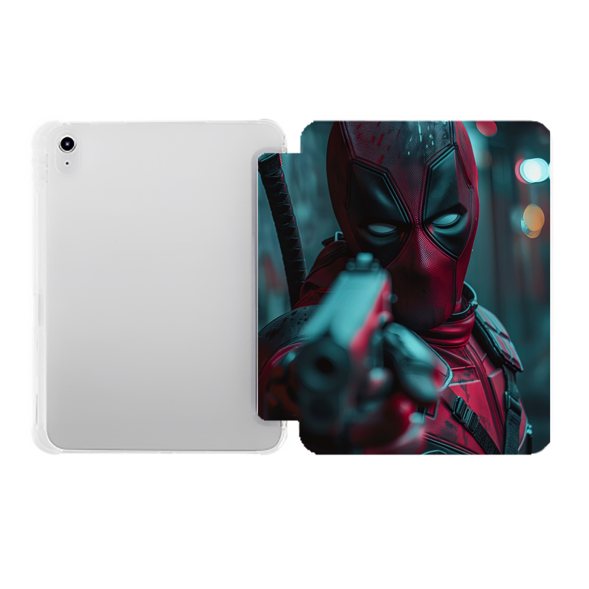 （画像用） Deadpool デッドプール IPad ケース ペン収納付き 三つ折りスタンド PUレザー×シリコン 対応機種9.5/10.5/10.9インチ